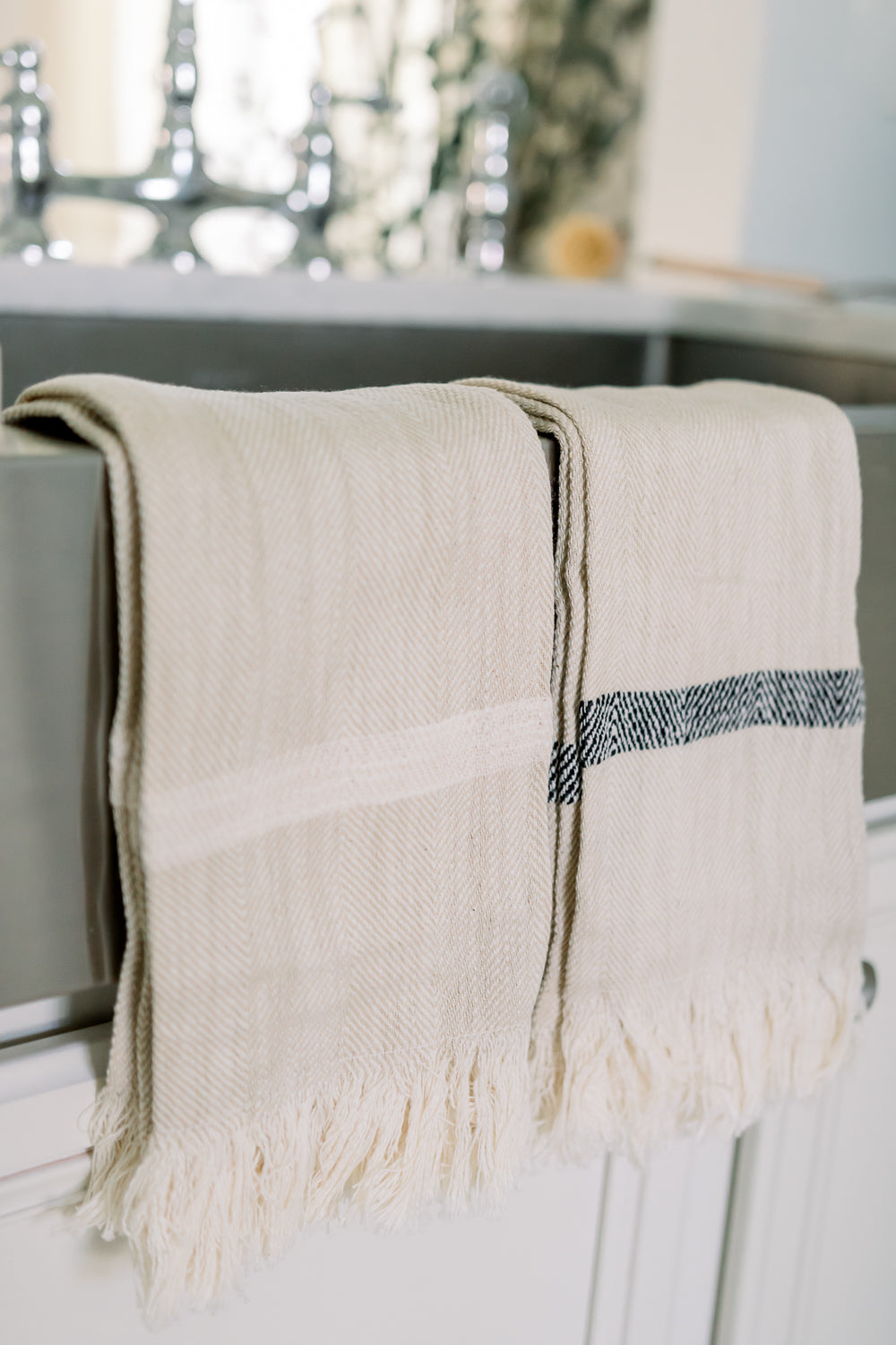 Striped Linen Tea Towel Set of 2