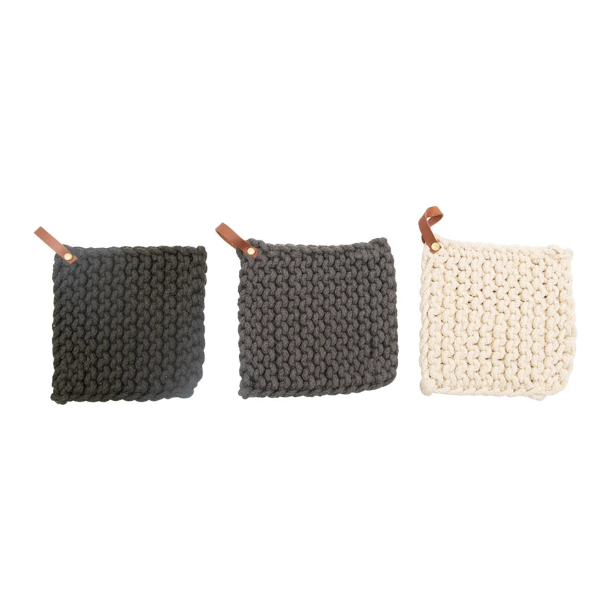 Creative Co-op Cotton Knit Dish Cloths in Cotton Bag